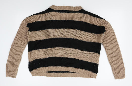 vintage couture Womens Beige Striped Pullover Jumper Size 12