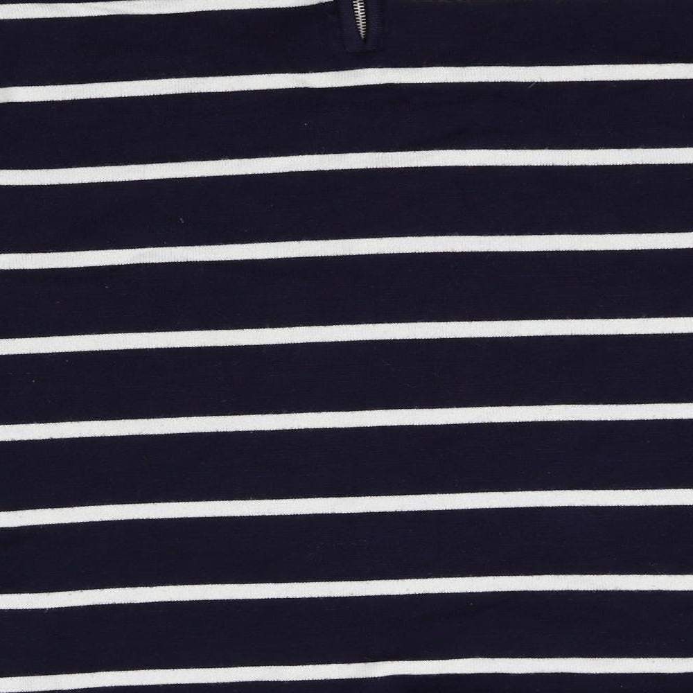 89th & Madison Womens Blue Striped Pullover Jumper Size M