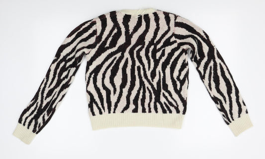 Primark Womens Beige Animal Print Pullover Jumper Size 2XS