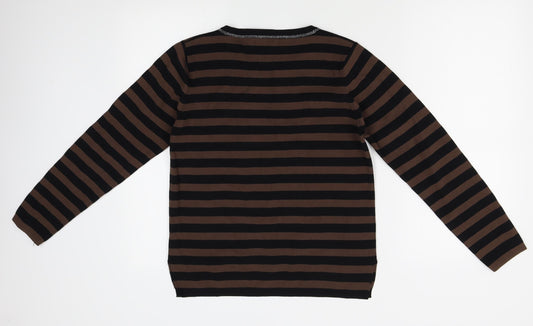 sarah dunway Womens Brown Striped Pullover Jumper Size M