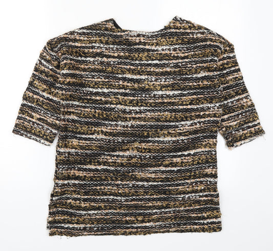 Nutmeg Womens Brown Striped Knit Pullover Jumper Size 8