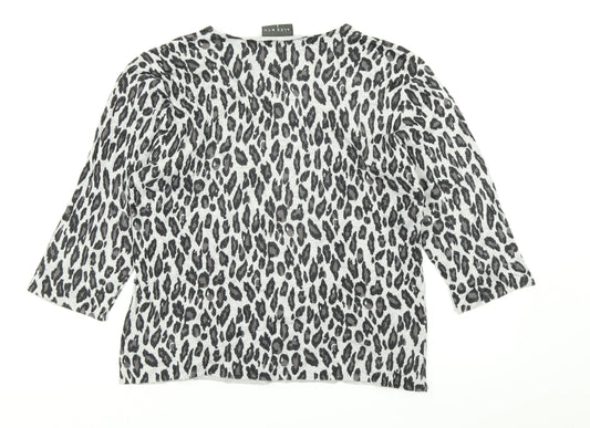 Alex & Co Womens Grey Animal Print Knit Pullover Jumper Size 12