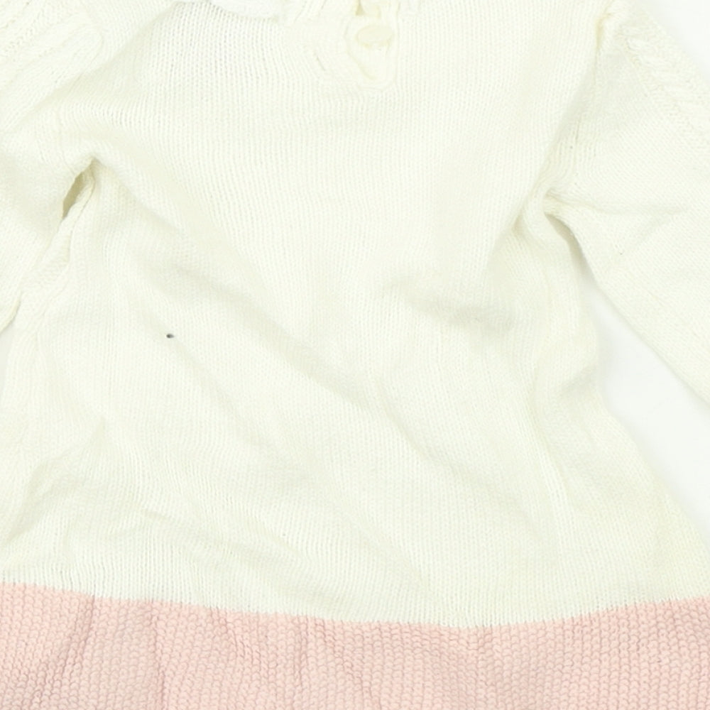 Catherine Malandrino Girls White Colourblock Knit Jumper Dress Size 3-6 Months
