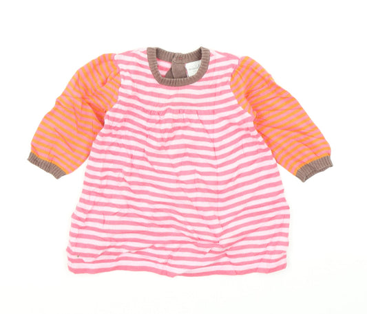 Mini Club Girls Pink Striped Knit Jumper Dress Size 3-6 Months