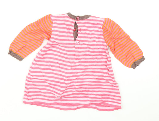 Mini Club Girls Pink Striped Knit Jumper Dress Size 3-6 Months