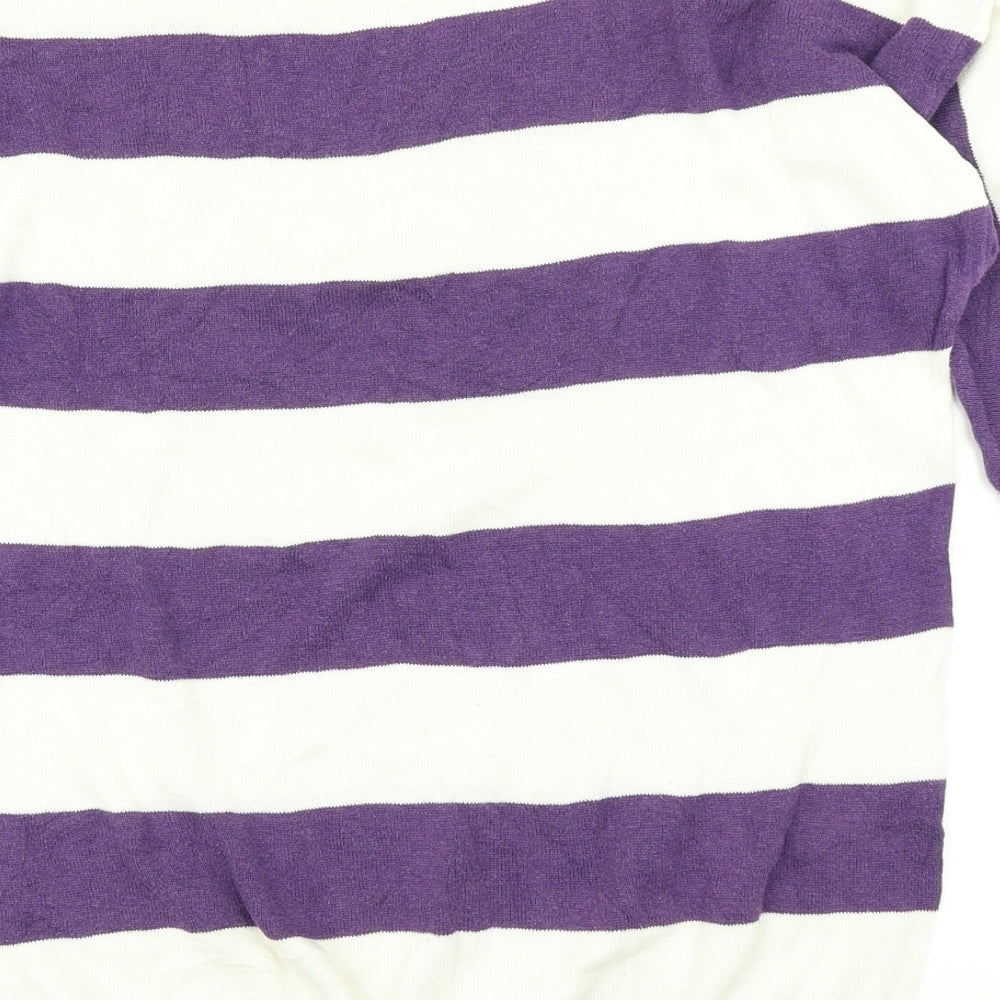 Divided Mens Purple Striped Knit Pullover Jumper Size S