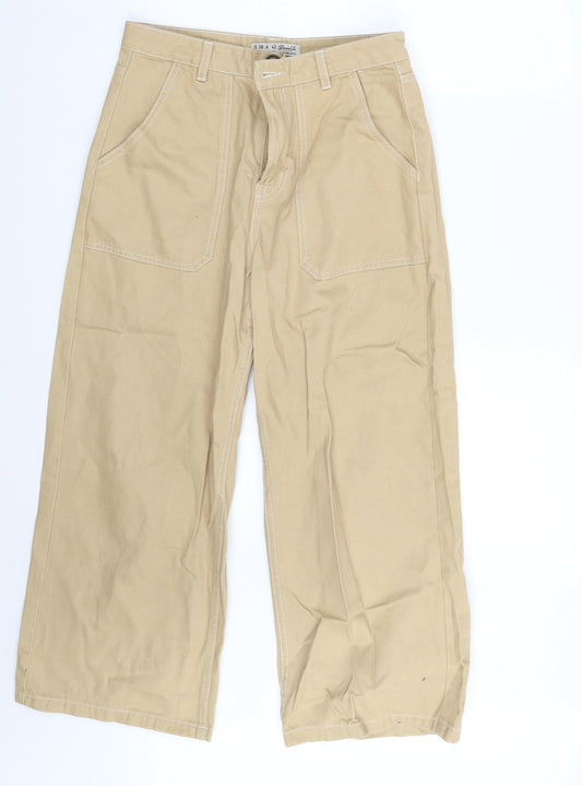 Additional front view of Denim & Co. women’s beige denim trousers, size UK 10, 24-inch leg