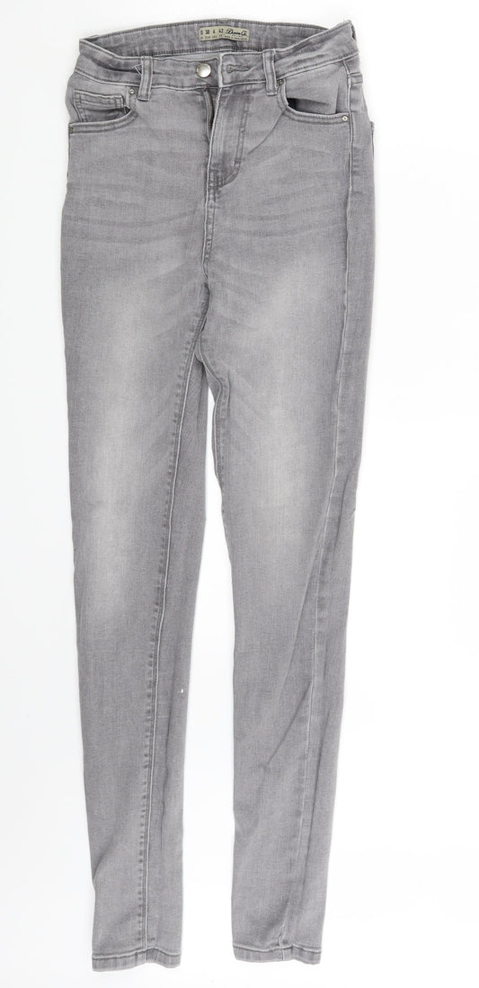 Additional front view of Denim & Co. women’s grey denim skinny jeans, size UK 10, 30-inch leg