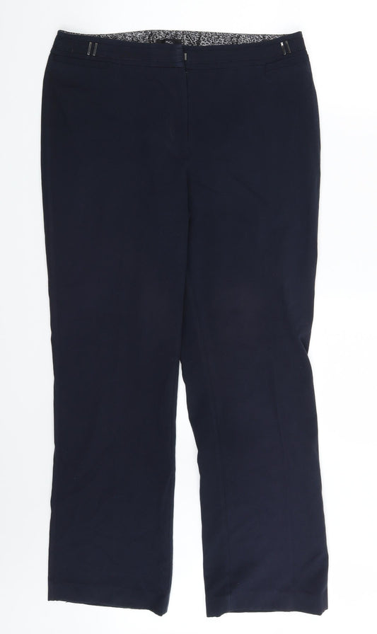 Womens UK Size 14 M&Co Regular Fit Dress Pants Blue Trousers