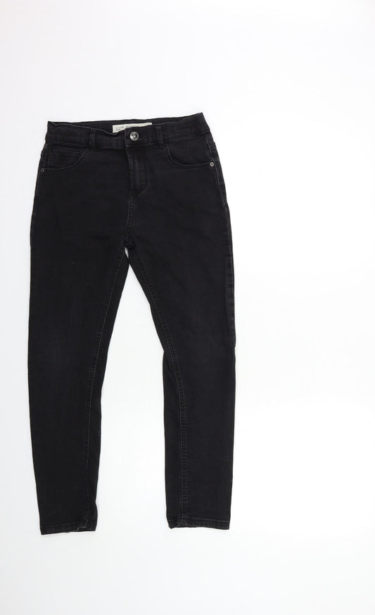 Additional front view of Denim & Co. girls’ blue denim skinny jeans, size 10-11, years