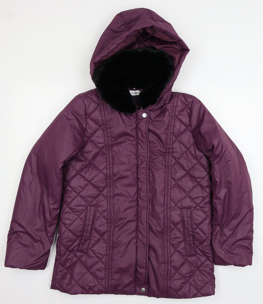 Womens UK Size 10 Damart Purple Parka Coat