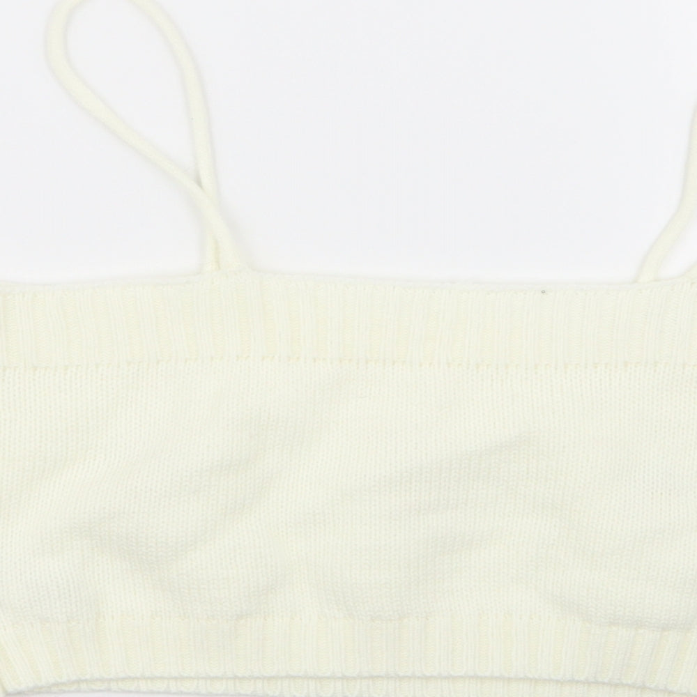 SheIn Womens Ivory Floral Basic Tank Size M