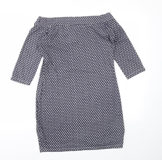 Primark Womens Blue Geometric Fit & Flare Size 14