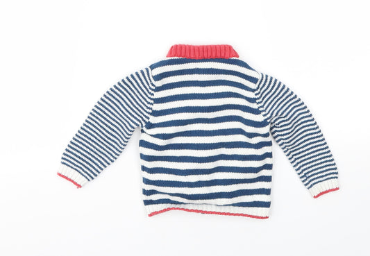 jhon lewis Boys Blue Striped Basic Jacket Jacket Size 3-6 Months