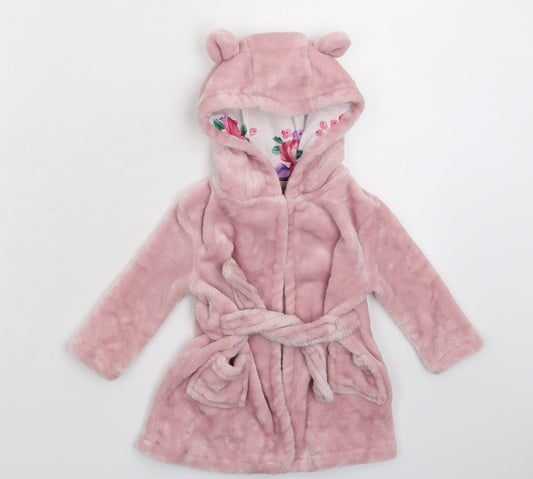 TU Girls Pink Solid Fleece Kimono Robe Size 3-6 Months