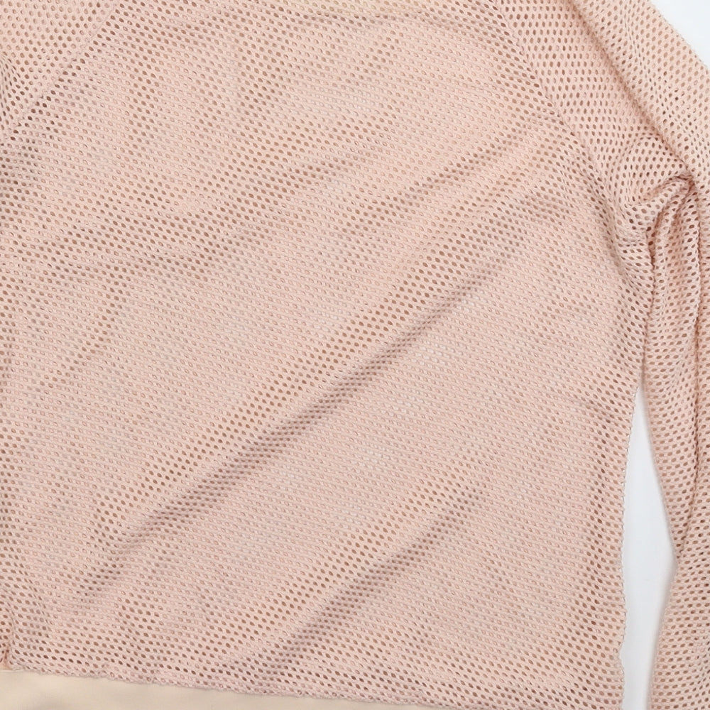 Lustre Womens Beige Basic T-Shirt Size 8