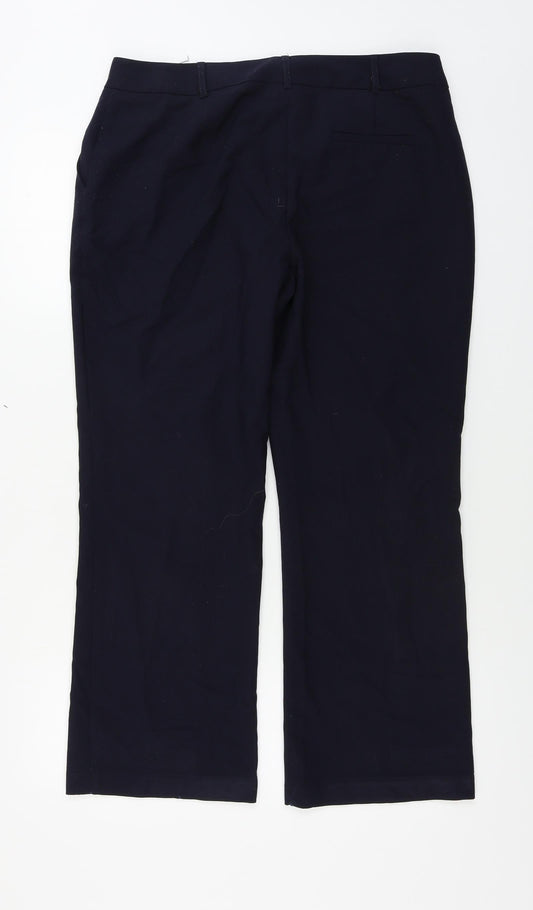 BHS Womens Blue Trousers Size 14 L26 in