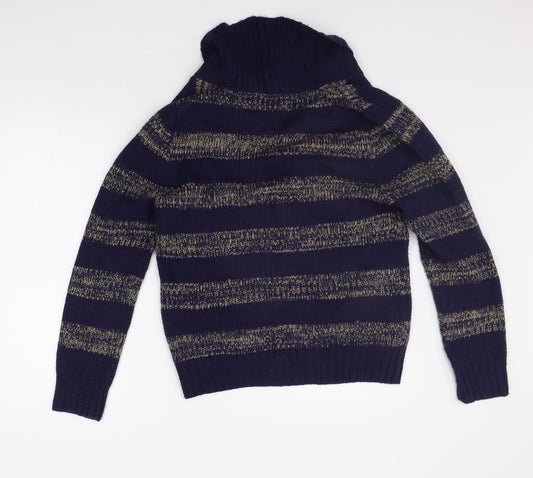Rivington Womens Blue Striped Cardigan Jumper Size S