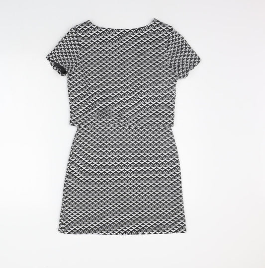 Atmosphere Womens Black Geometric A-Line Size 6