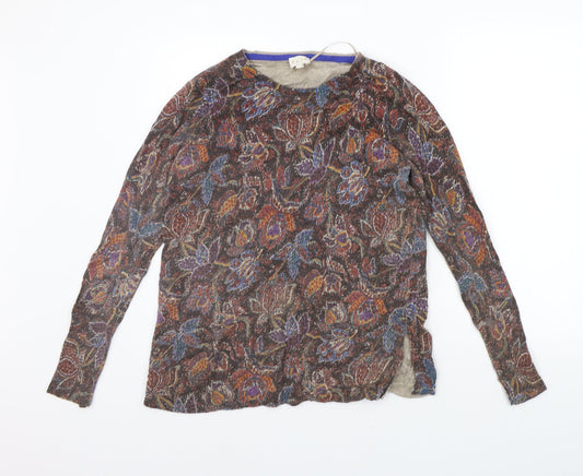 Womens UK Size XS EAST Brown Henley Jumper