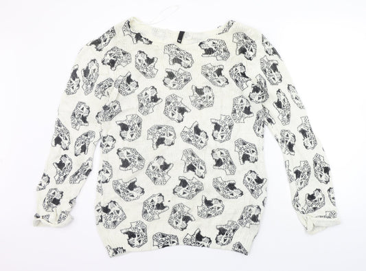 Womens UK Size M Warehouse White Pullover Jumper