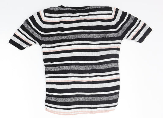 F&F Womens Black Striped Pullover Jumper Size 10