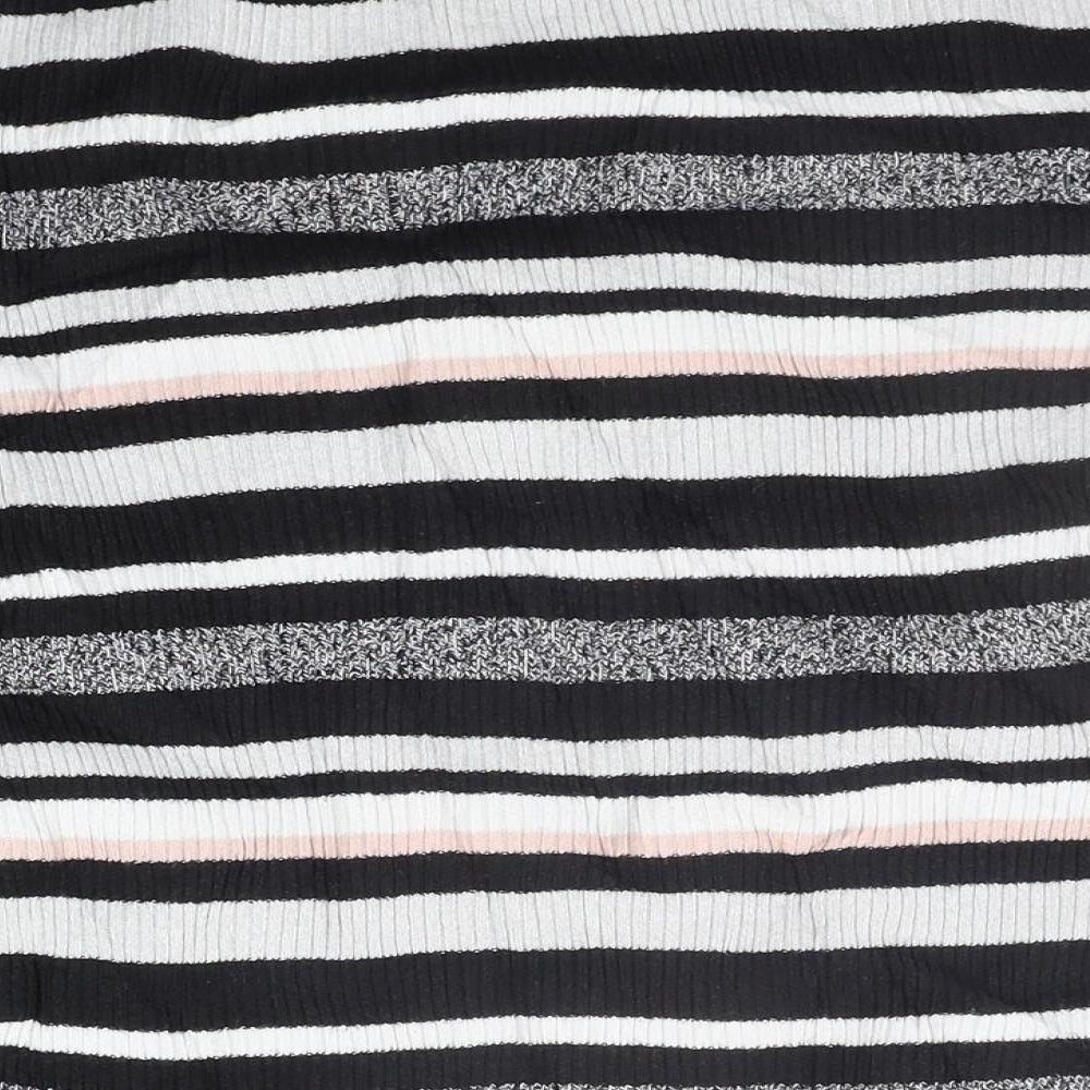 F&F Womens Black Striped Pullover Jumper Size 10