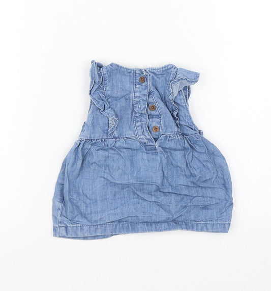 M&S Girls Blue Denim Basic Tank Size 3-6 Months - Winnie The Pooh