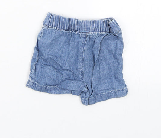 M&S Girls Blue Denim Cropped Trousers Size 3-6 Months - Shorts