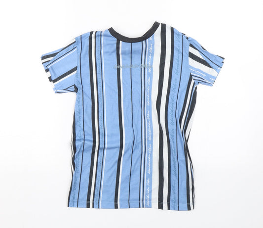 George Boys Blue Striped Basic T-Shirt Size 9-10 Years