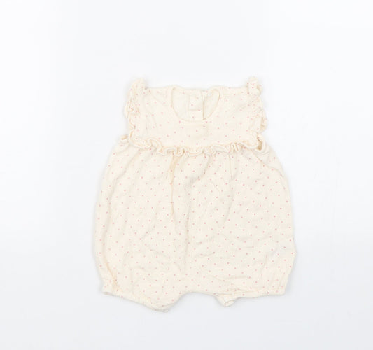 George Girls Beige Spotted Babygrow One-Piece Size 3-6 Months