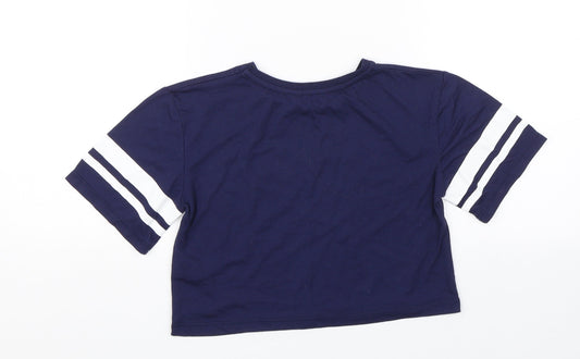 Matalan Girls Blue Striped Cropped T-Shirt Size 10 Years