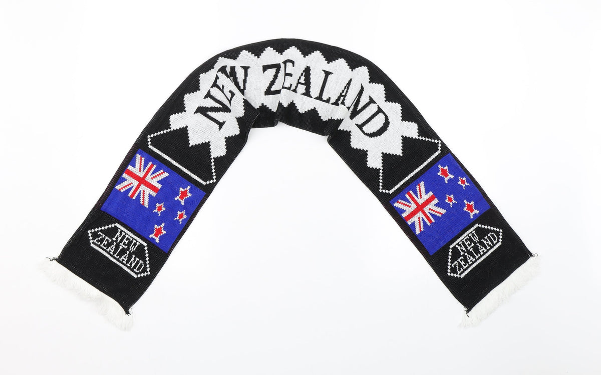 Front view of Preworn unisex black scarf one size - new zealand