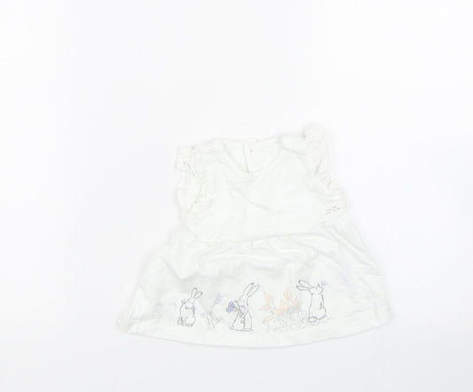 TU Girls White Tank Dress Size 3-6 Months - Rabbits