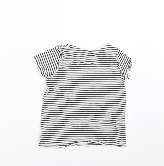 TU Girls Black Striped Basic T-Shirt Size 5-6 Years