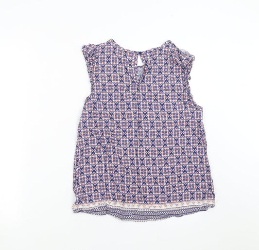 F&F Womens Blue Geometric Basic Blouse Size 12