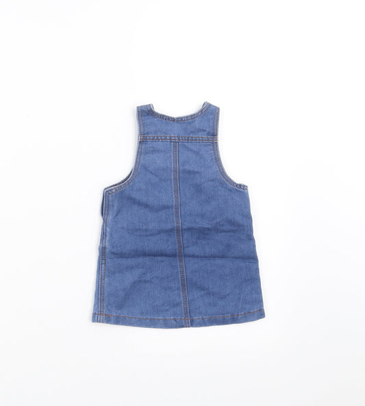 Earlydays Girls Blue Damask Pinafore/Dungaree Dress Size 3-6 Months - rabbit