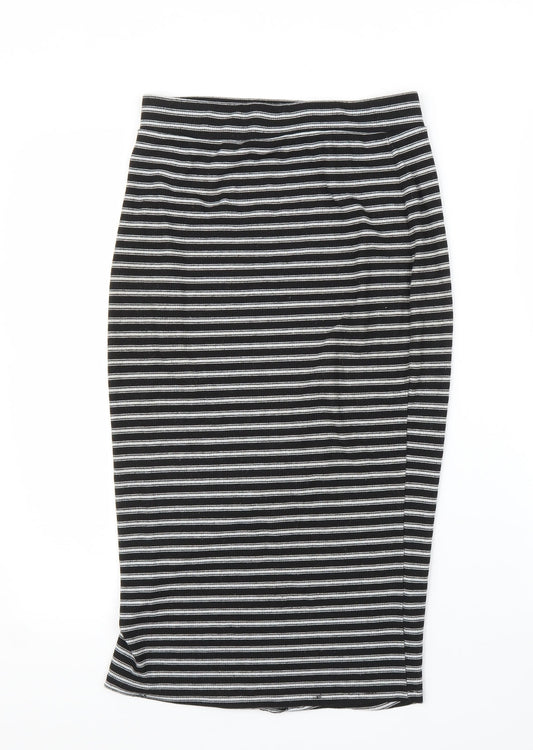 Primark Womens Black Striped Straight & Pencil Skirt Size 8