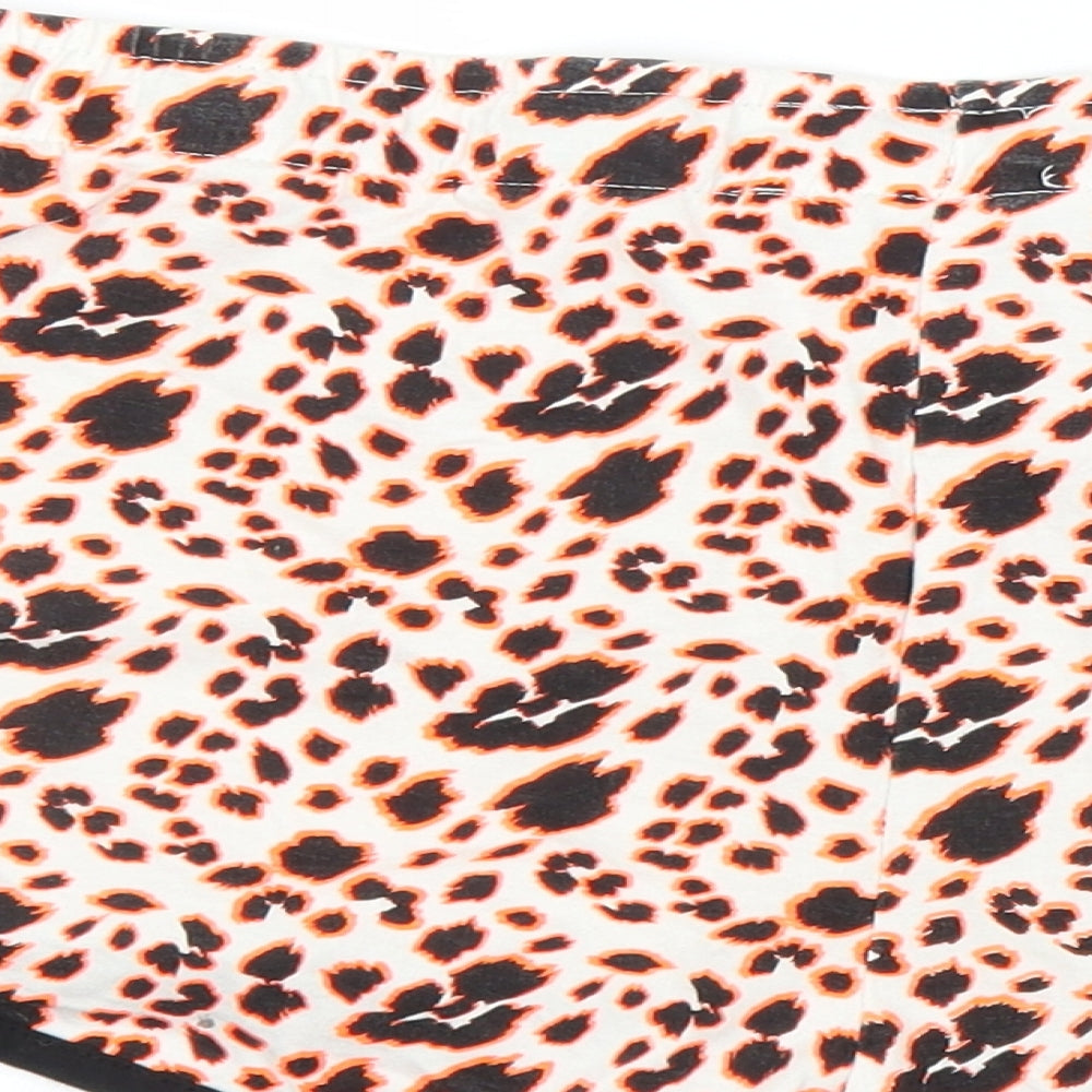 Primark Womens Orange Animal Print Cut-Off Shorts Size M - Leopard print