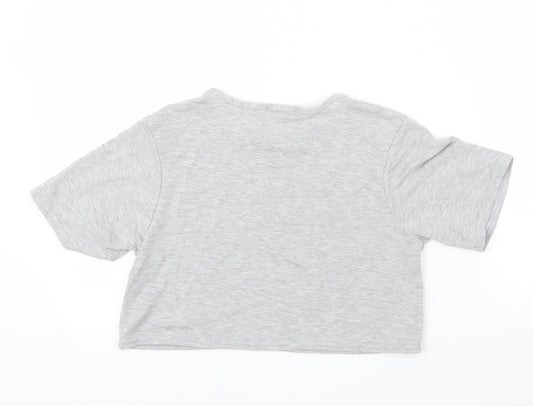 I SAW IT FIRST Womens Grey Cropped T-Shirt Size 8