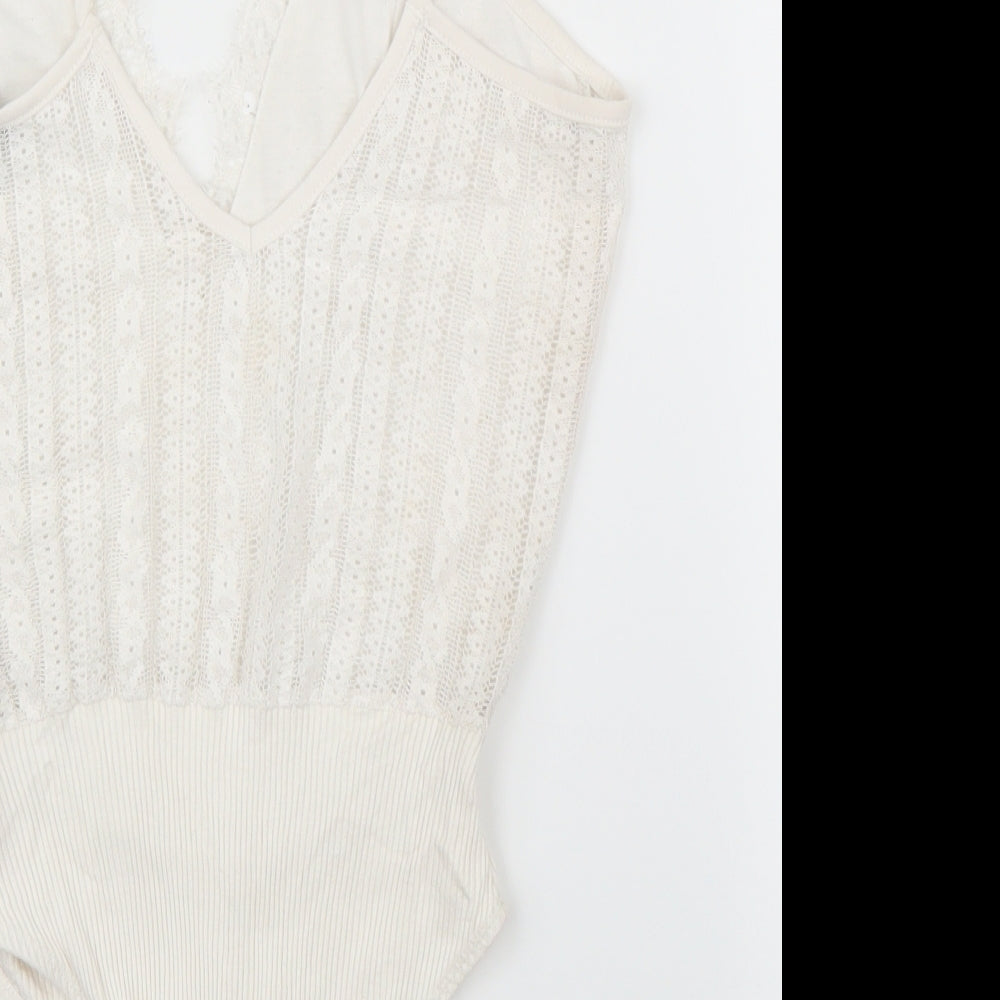 Primark Womens White Floral  Leotard One-Piece Size 10