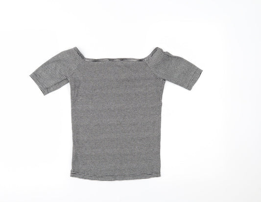 Primark Womens Black Striped Basic Blouse Size 8