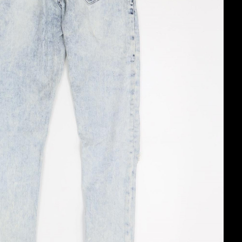 Brand and care label for Denim & Co. women’s blue denim skinny jeans, size UK 8, 30-inch leg