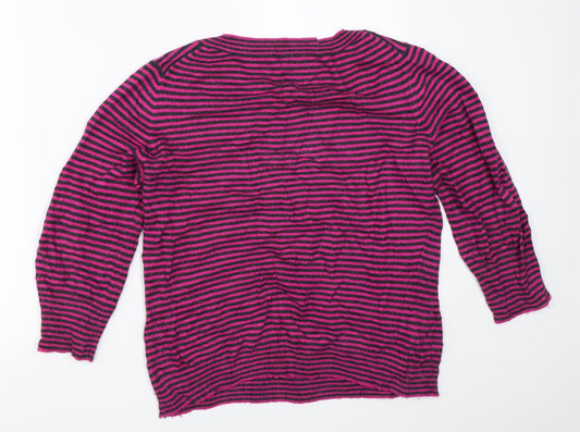Country Casuals Womens Pink Striped Pullover Jumper Size S