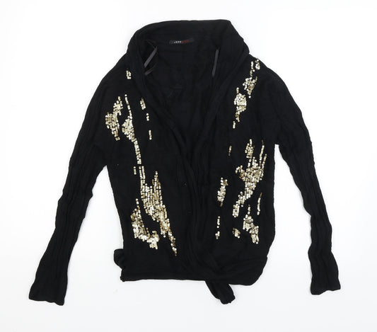 Jeff & Co Womens Black Wrap Jumper Size 12