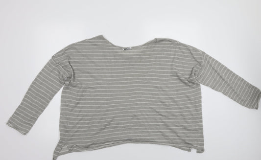 Pull &Bear Womens Grey Striped Pullover Jumper Size L
