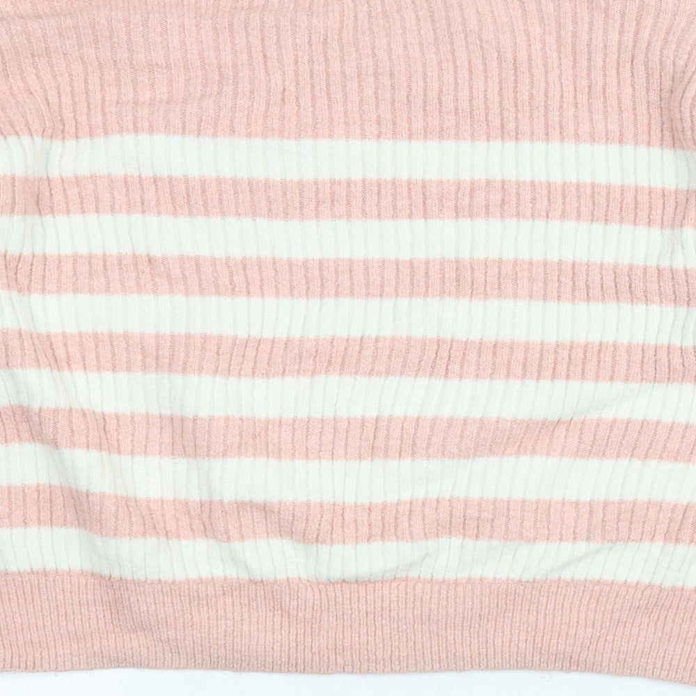 George Womens Pink Striped Pullover Jumper Size L
