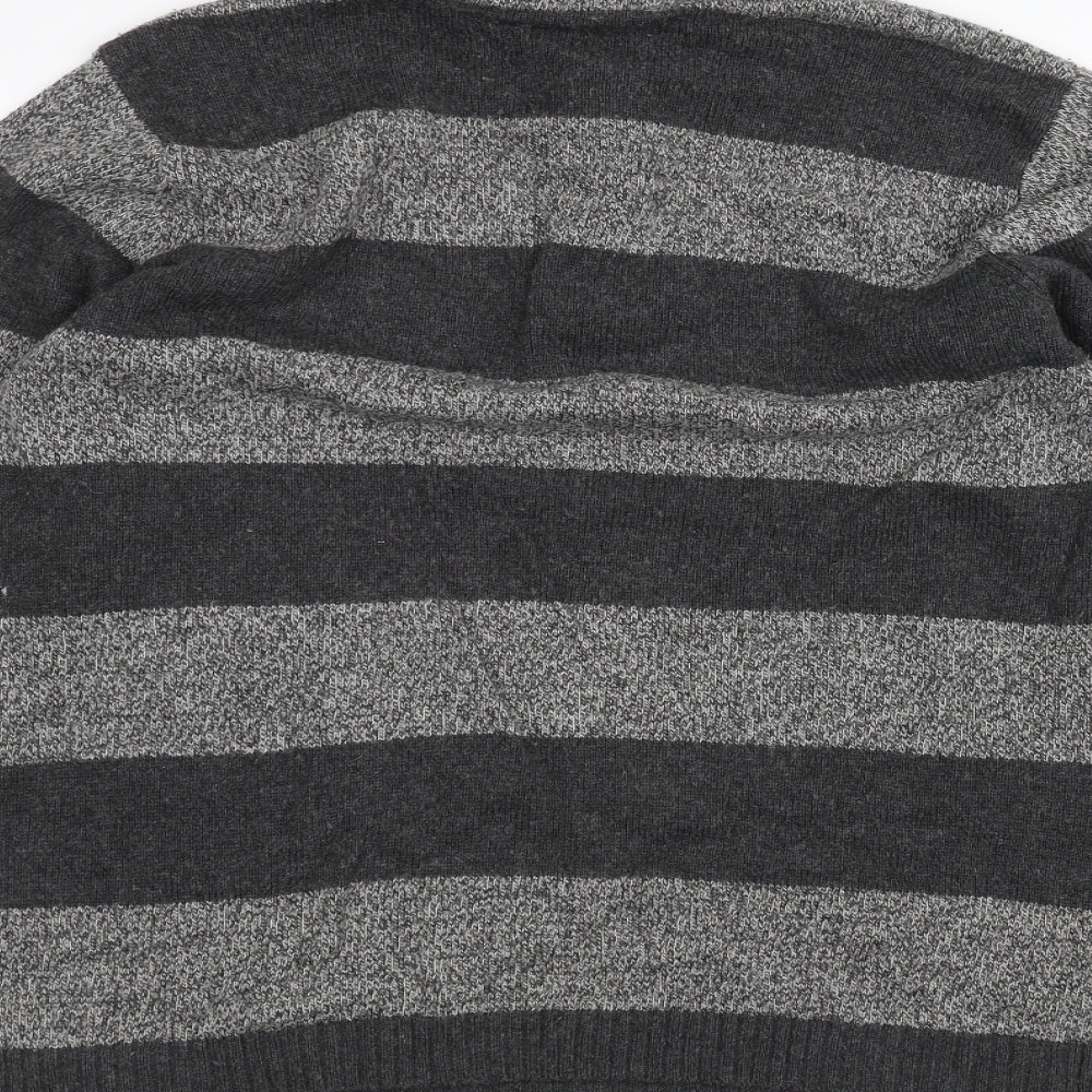 Boston crew Mens Black Striped Pullover Jumper Size M