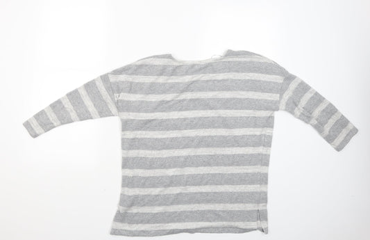 TU Womens Grey Striped Basic Blouse Size 8