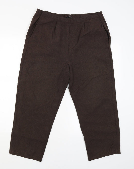Bonmarché Womens Brown Capri Trousers Size 14 L23 in